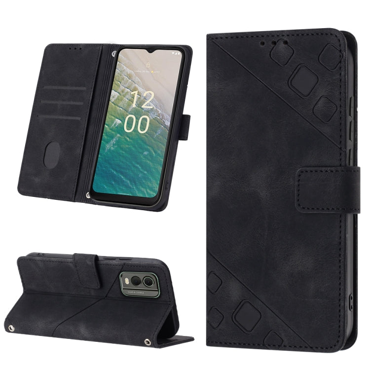 For Nokia C32 Skin-feel Embossed Leather Phone Case