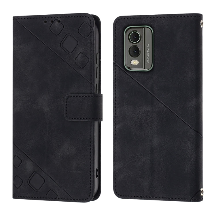 For Nokia C32 Skin-feel Embossed Leather Phone Case