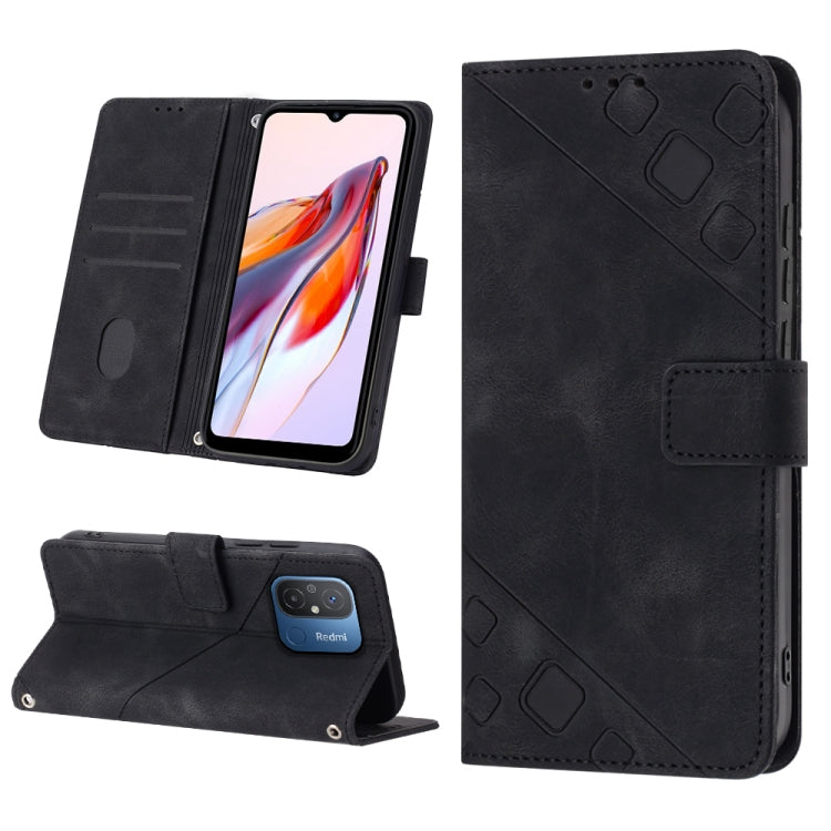 For Xiaomi Poco C55 / Redmi 12C / 11A Skin-feel Embossed Leather Phone Case
