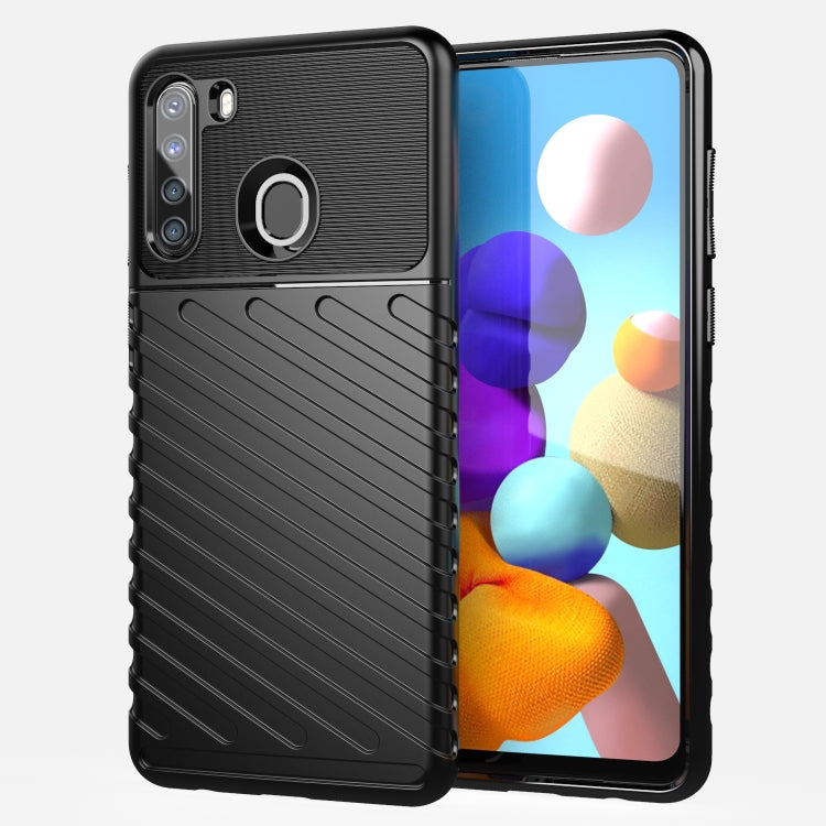 For Samsung Galaxy A21 (US Version) Thunderbolt Shockproof TPU Protective Soft Case(Black)