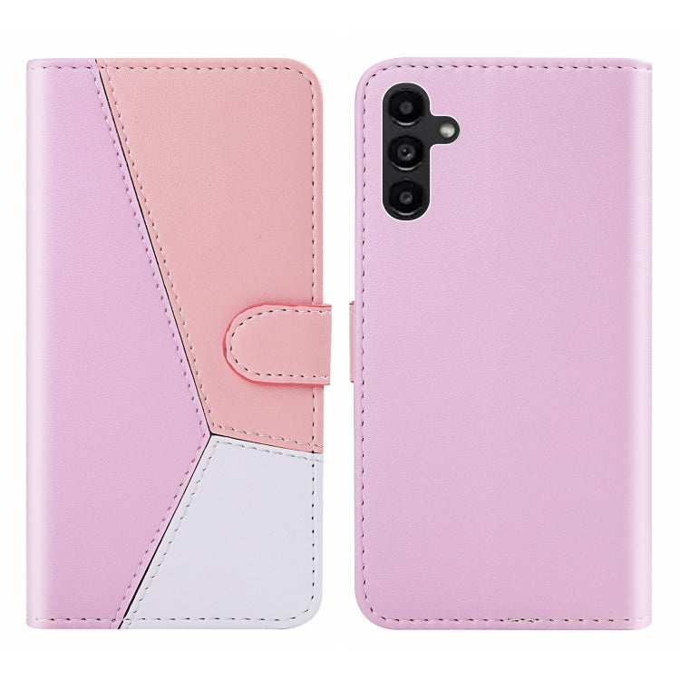 For Samsung Galaxy A34 5G Tricolor Stitching Flip Leather Phone Case
