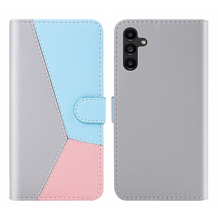 For Samsung Galaxy A34 5G Tricolor Stitching Flip Leather Phone Case