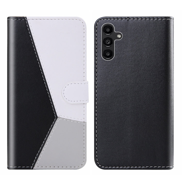 For Samsung Galaxy A34 5G Tricolor Stitching Flip Leather Phone Case