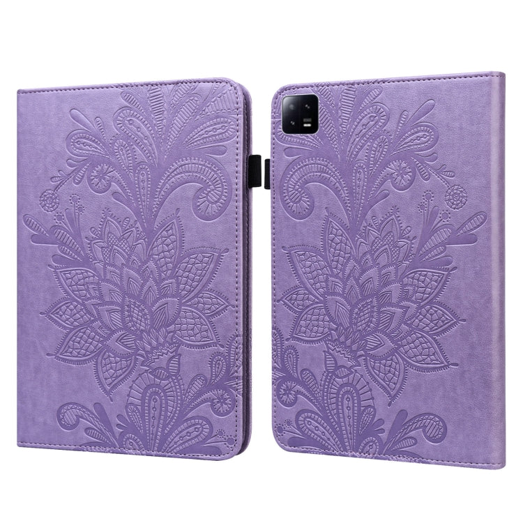 For Xiaomi Pad 6 Lace Flower Embossing Pattern Leather Tablet Case