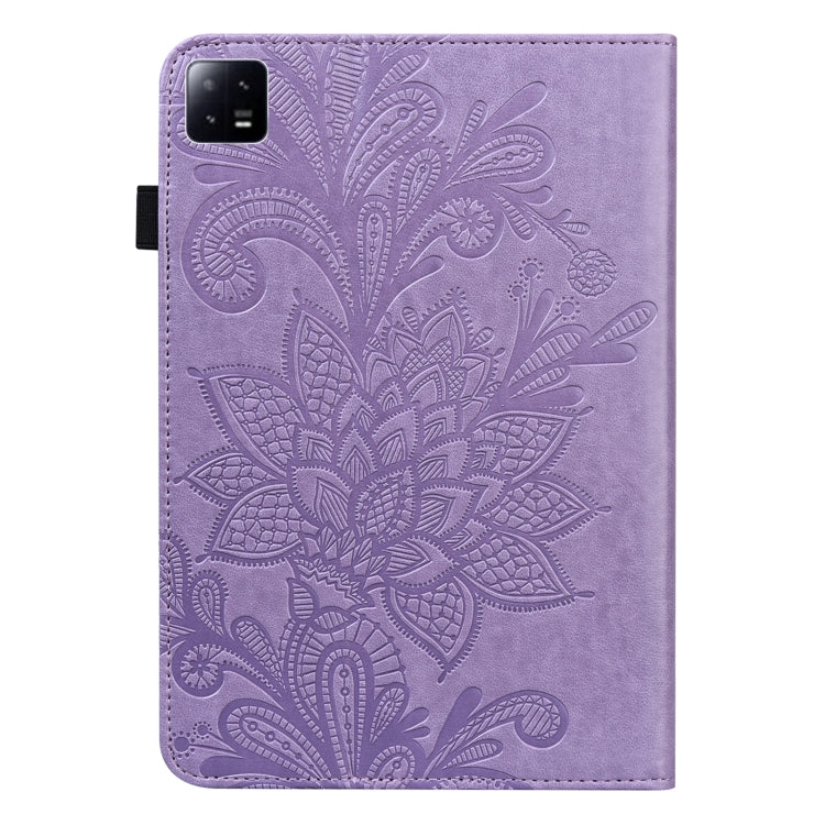 For Xiaomi Pad 6 Lace Flower Embossing Pattern Leather Tablet Case