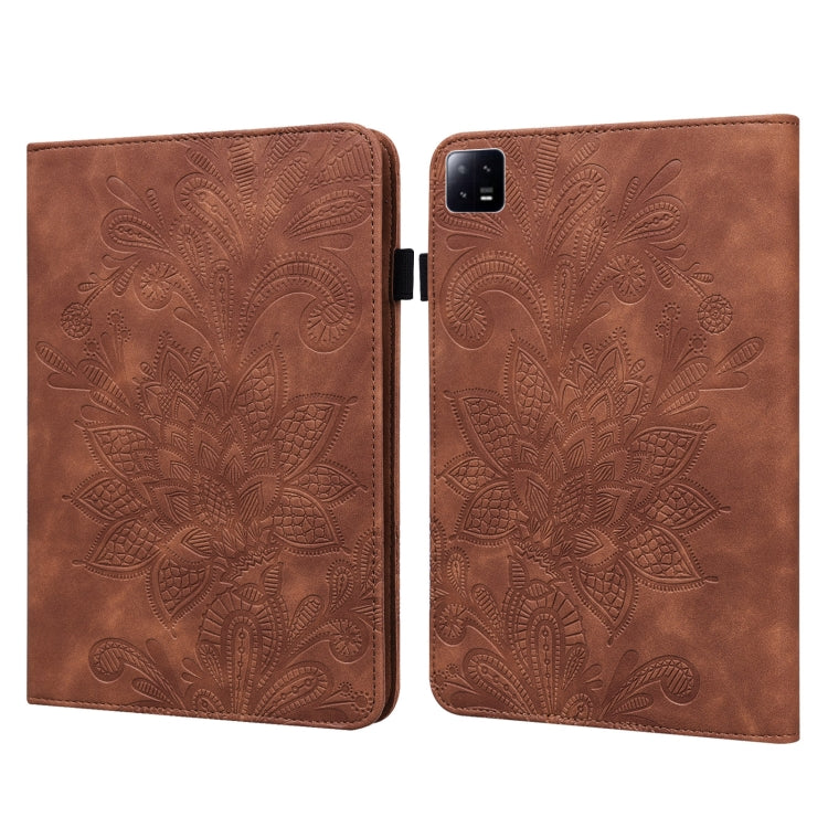 For Xiaomi Pad 6 Lace Flower Embossing Pattern Leather Tablet Case