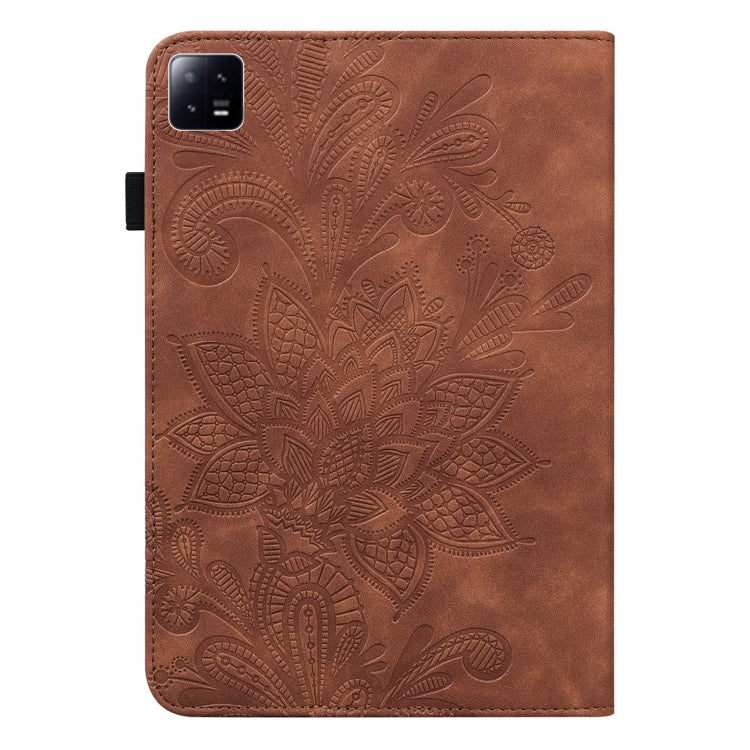 For Xiaomi Pad 6 Lace Flower Embossing Pattern Leather Tablet Case