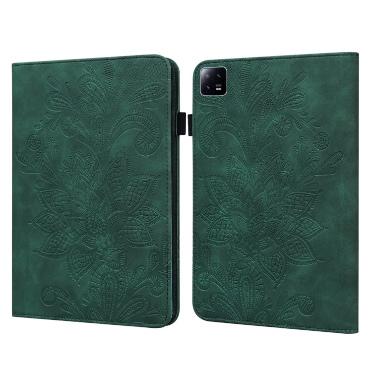 For Xiaomi Pad 6 Lace Flower Embossing Pattern Leather Tablet Case