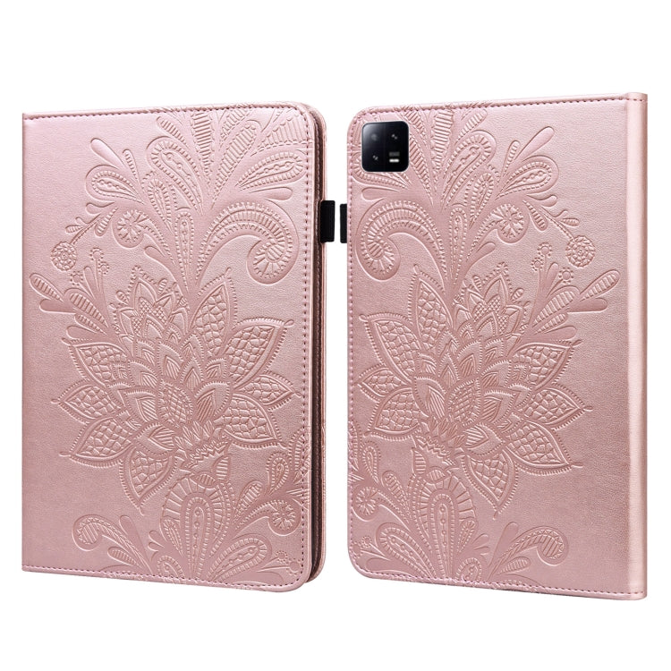 For Xiaomi Pad 6 Lace Flower Embossing Pattern Leather Tablet Case