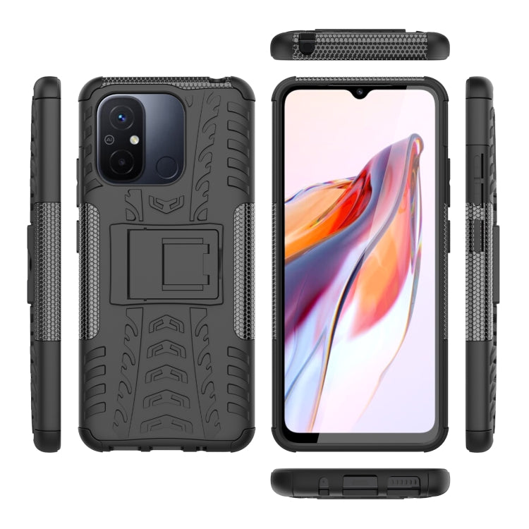 For Xiaomi Redmi 12C Tire Texture TPU + PC Phone Case with Holder