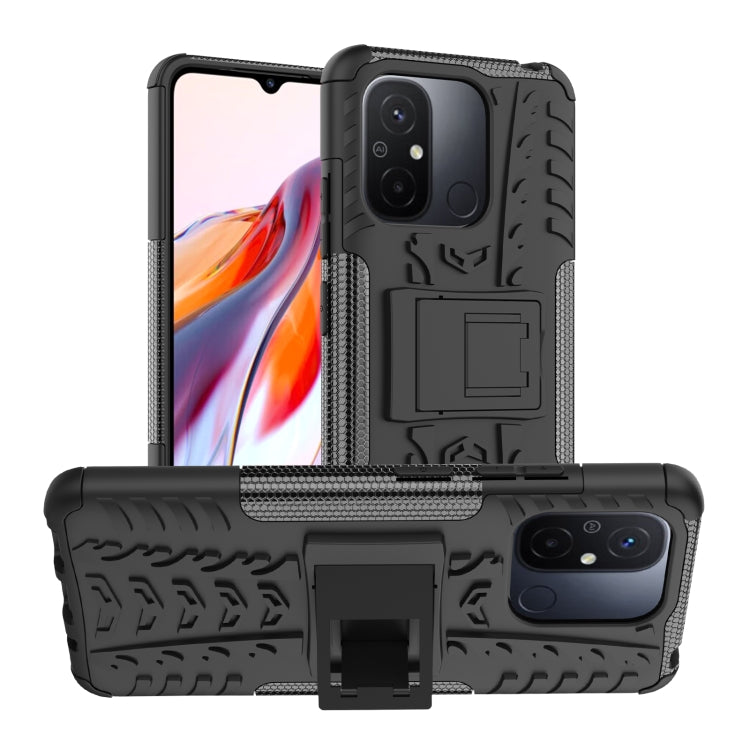 For Xiaomi Poco C55 Tire Texture TPU + PC Phone Case with Holder