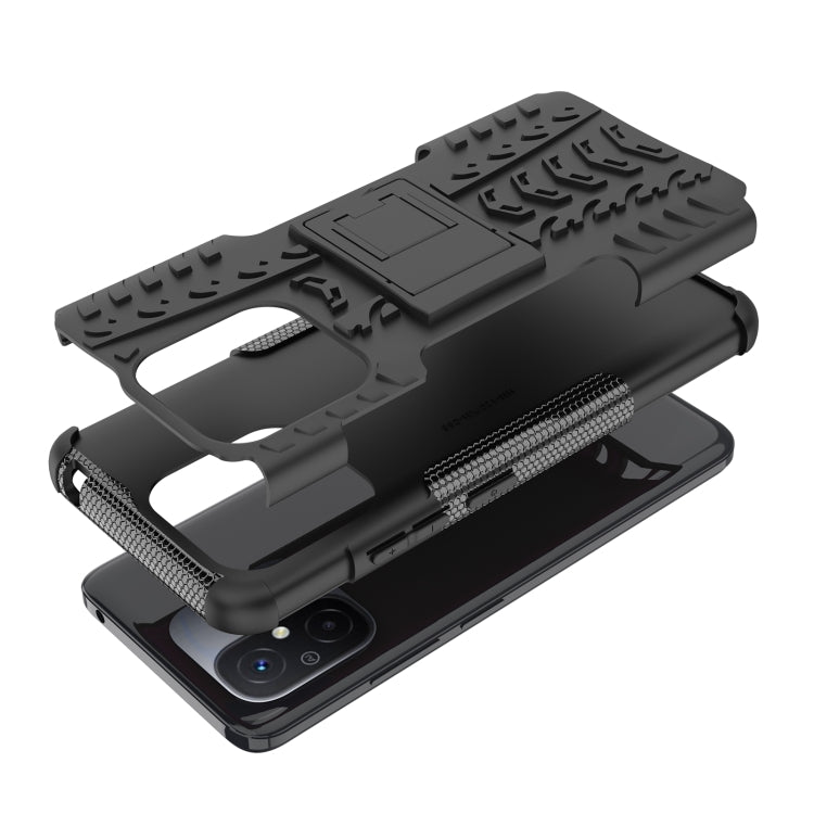 For Xiaomi Poco C55 Tire Texture TPU + PC Phone Case with Holder