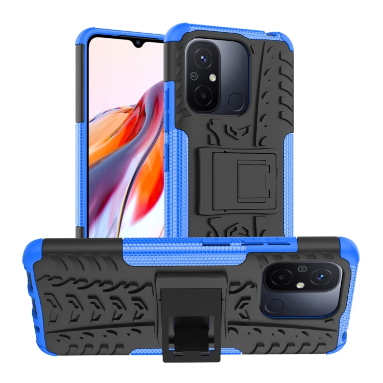 For Xiaomi Poco C55 Tire Texture TPU + PC Phone Case with Holder