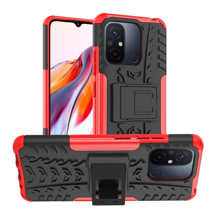For Xiaomi Poco C55 Tire Texture TPU + PC Phone Case with Holder