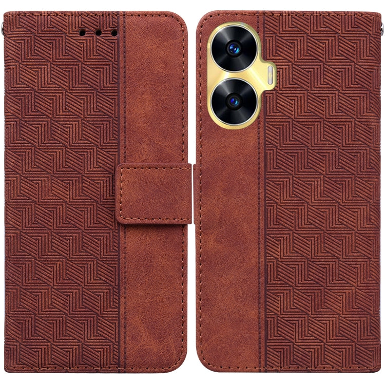 For Realme C55 Geometric Embossed Leather Phone Case