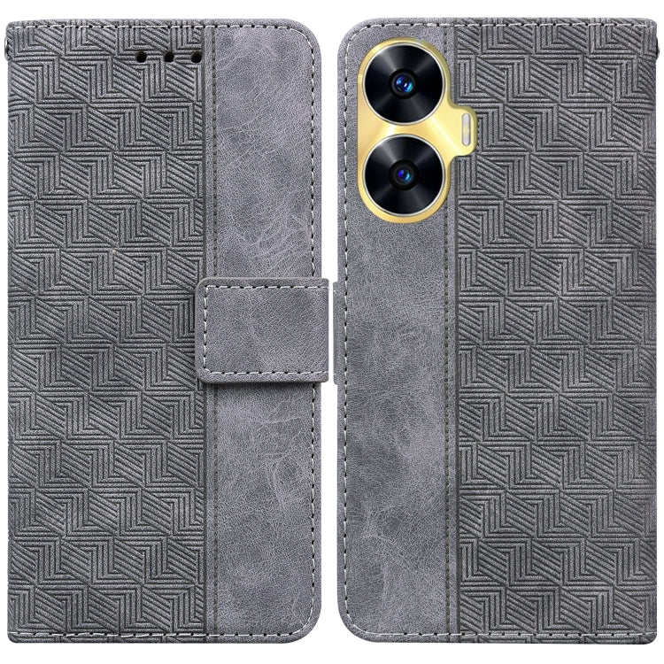 For Realme C55 Geometric Embossed Leather Phone Case