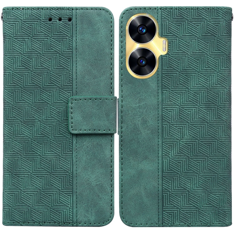 For Realme C55 Geometric Embossed Leather Phone Case