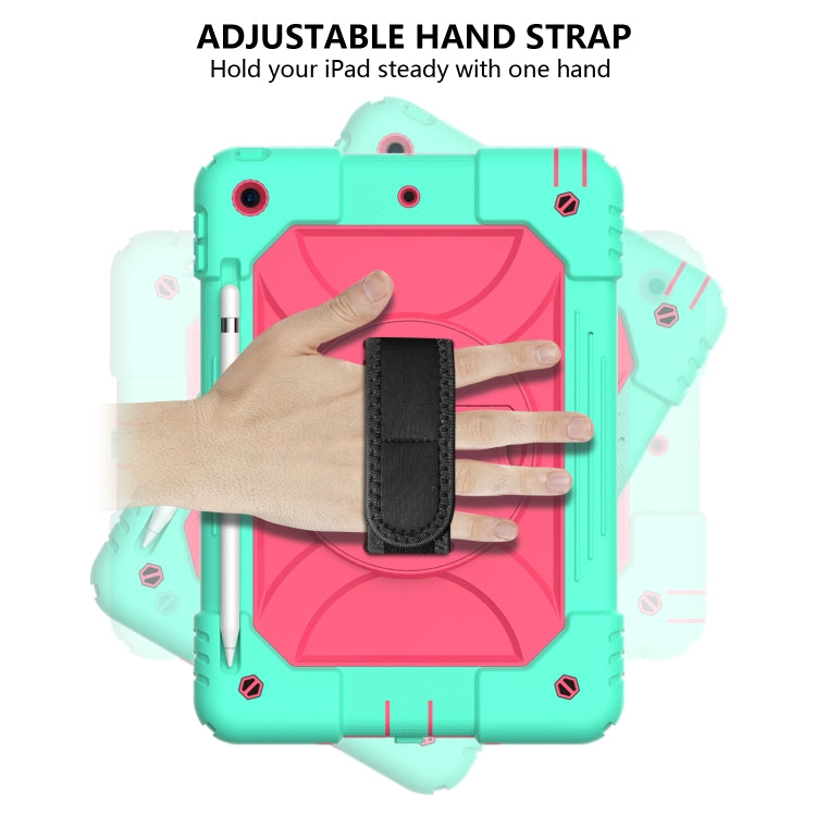 For iPad 10.2 Shockproof PC + Silicone Combination Case with Holder & Hand Strap & Shoulder