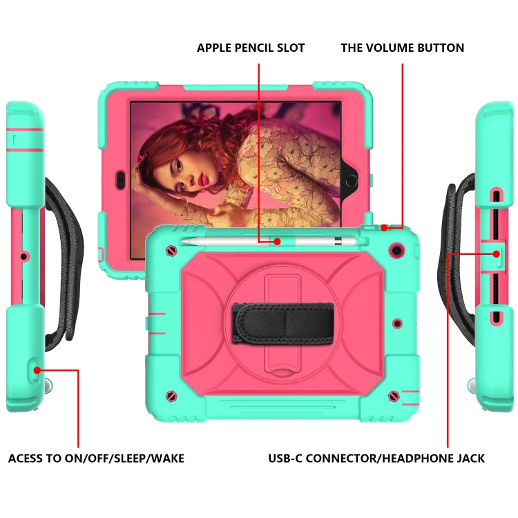 For iPad 10.2 Shockproof PC + Silicone Combination Case with Holder & Hand Strap & Shoulder