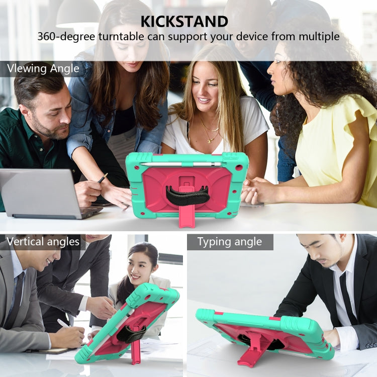 For iPad 10.2 Shockproof PC + Silicone Combination Case with Holder & Hand Strap & Shoulder