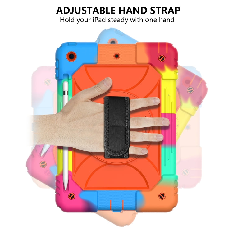 For iPad 10.2 Shockproof PC + Silicone Combination Case with Holder & Hand Strap & Shoulder