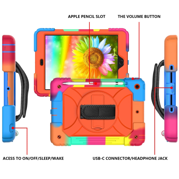 For iPad 10.2 Shockproof PC + Silicone Combination Case with Holder & Hand Strap & Shoulder