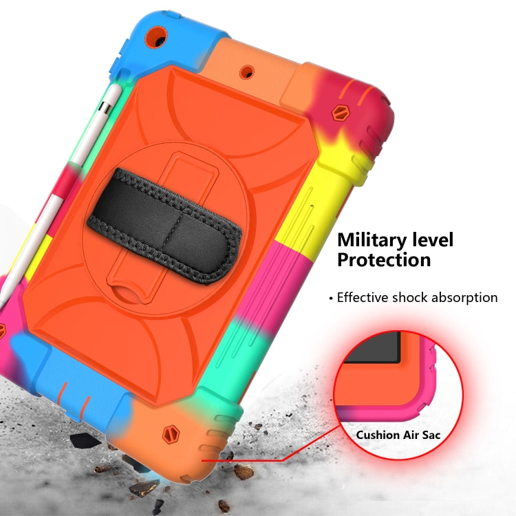 For iPad 10.2 Shockproof PC + Silicone Combination Case with Holder & Hand Strap & Shoulder