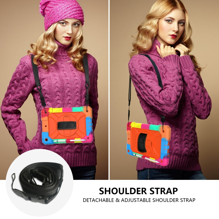 For iPad 10.2 Shockproof PC + Silicone Combination Case with Holder & Hand Strap & Shoulder