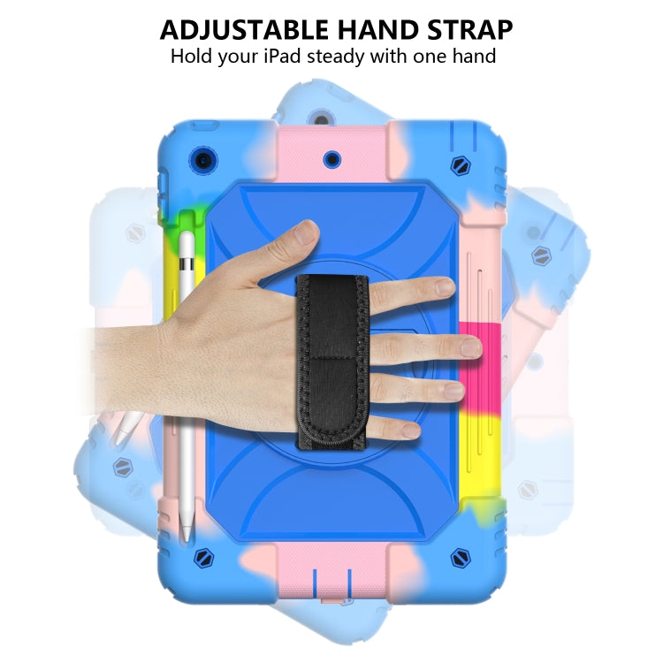 For iPad 10.2 Shockproof PC + Silicone Combination Case with Holder & Hand Strap & Shoulder