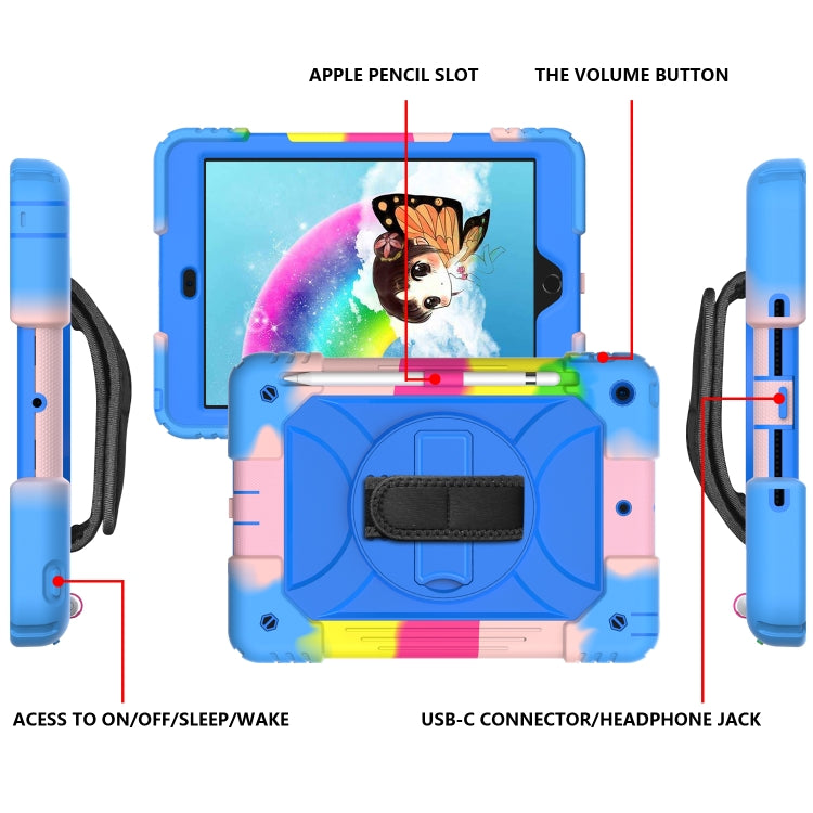 For iPad 10.2 Shockproof PC + Silicone Combination Case with Holder & Hand Strap & Shoulder