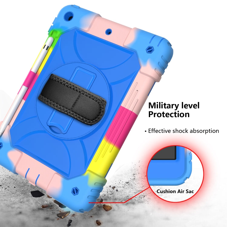 For iPad 10.2 Shockproof PC + Silicone Combination Case with Holder & Hand Strap & Shoulder