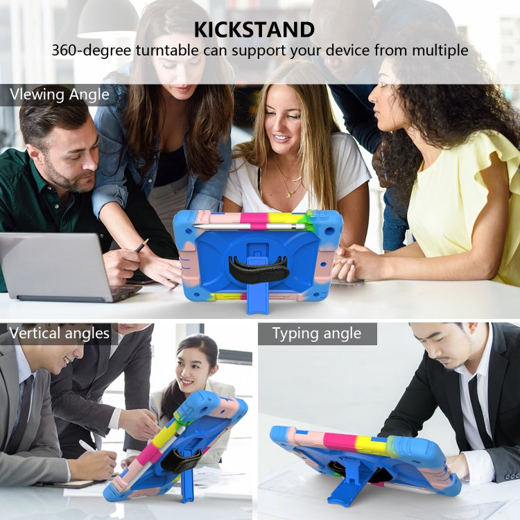 For iPad 10.2 Shockproof PC + Silicone Combination Case with Holder & Hand Strap & Shoulder