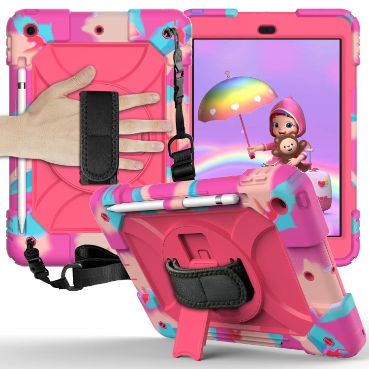 For iPad 10.2 Shockproof PC + Silicone Combination Case with Holder & Hand Strap & Shoulder
