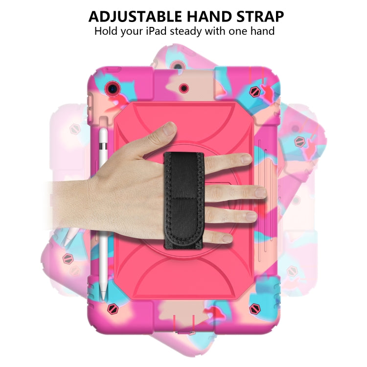 For iPad 10.2 Shockproof PC + Silicone Combination Case with Holder & Hand Strap & Shoulder