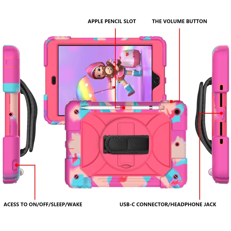 For iPad 10.2 Shockproof PC + Silicone Combination Case with Holder & Hand Strap & Shoulder