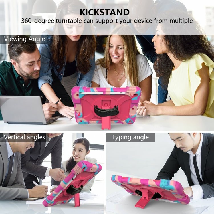 For iPad 10.2 Shockproof PC + Silicone Combination Case with Holder & Hand Strap & Shoulder