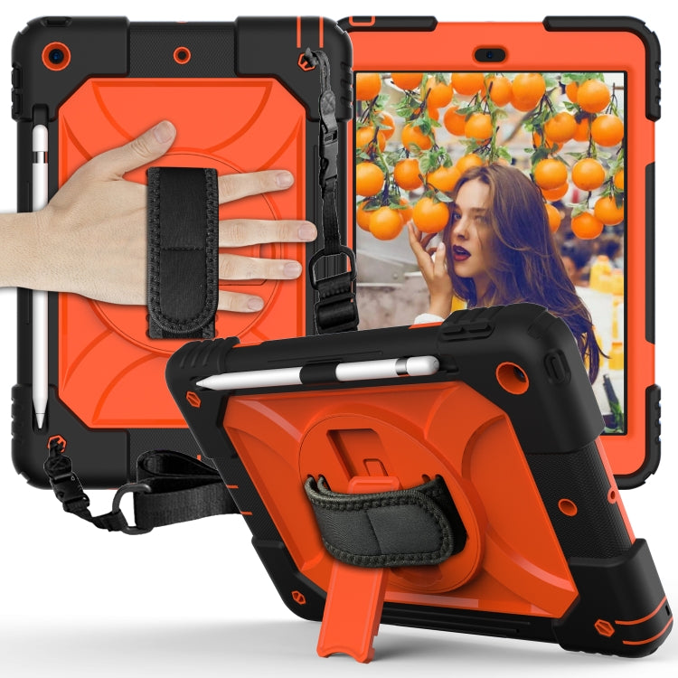 For iPad 10.2 Shockproof PC + Silicone Combination Case with Holder & Hand Strap & Shoulder