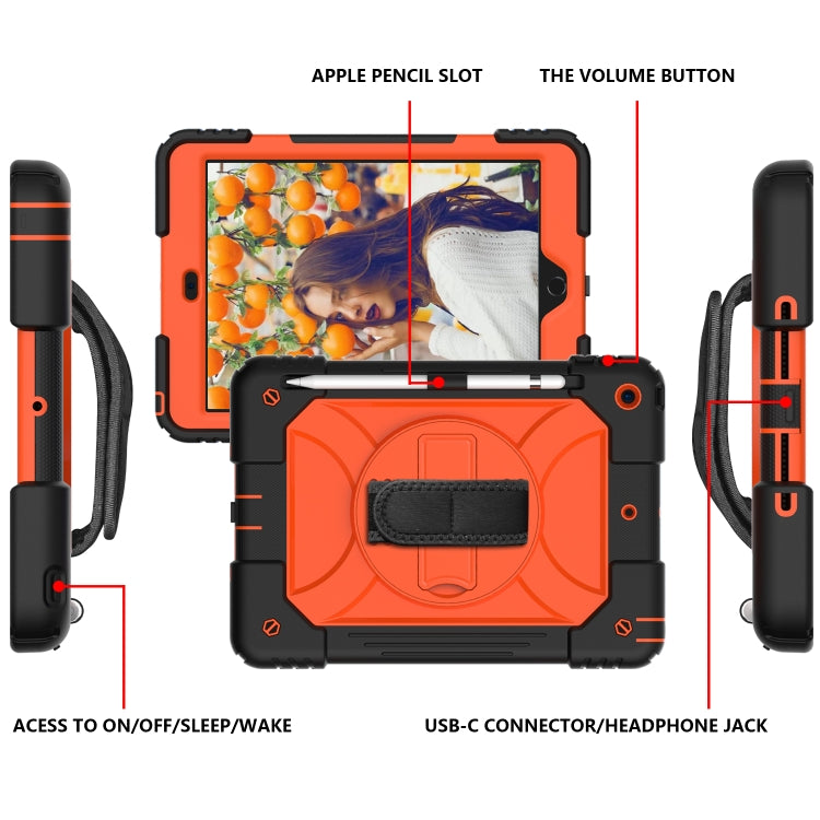 For iPad 10.2 Shockproof PC + Silicone Combination Case with Holder & Hand Strap & Shoulder