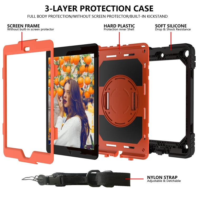 For iPad 10.2 Shockproof PC + Silicone Combination Case with Holder & Hand Strap & Shoulder