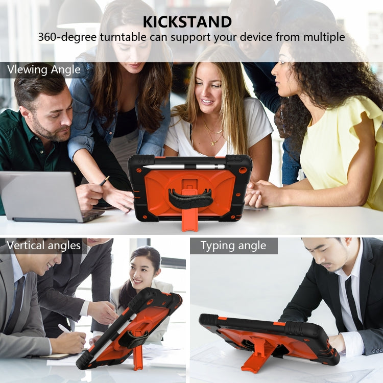 For iPad 10.2 Shockproof PC + Silicone Combination Case with Holder & Hand Strap & Shoulder
