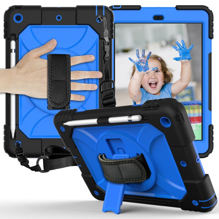 For iPad 10.2 Shockproof PC + Silicone Combination Case with Holder & Hand Strap & Shoulder