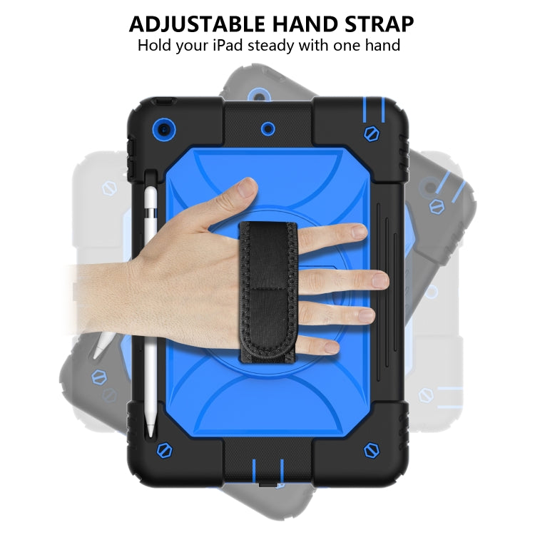 For iPad 10.2 Shockproof PC + Silicone Combination Case with Holder & Hand Strap & Shoulder