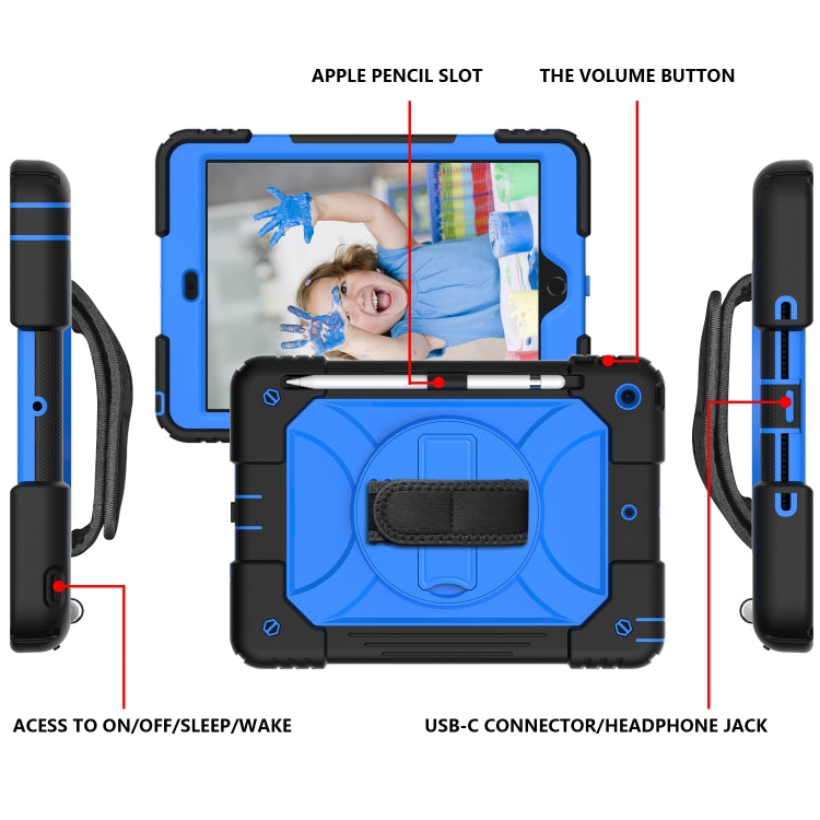 For iPad 10.2 Shockproof PC + Silicone Combination Case with Holder & Hand Strap & Shoulder