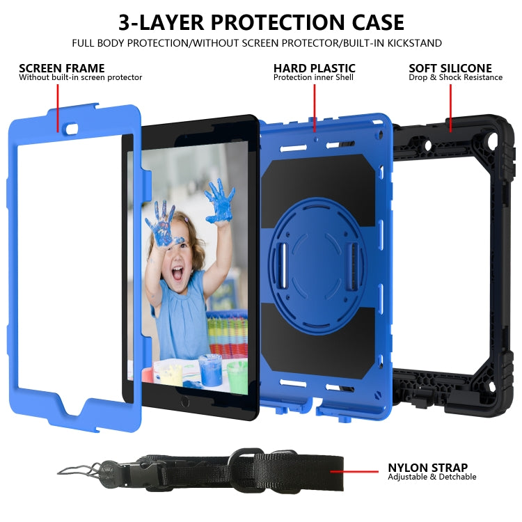 For iPad 10.2 Shockproof PC + Silicone Combination Case with Holder & Hand Strap & Shoulder