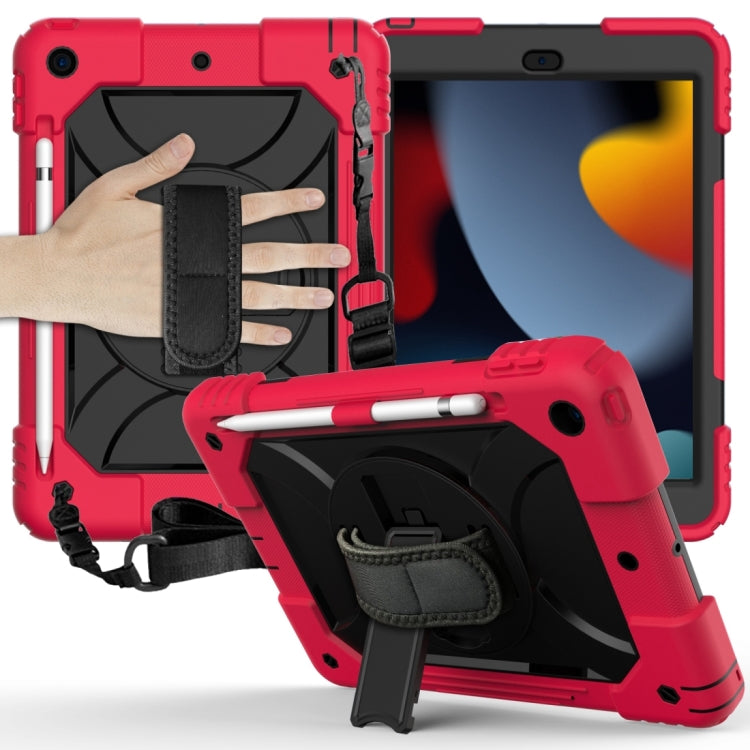 For iPad 10.2 Shockproof PC + Silicone Combination Case with Holder & Hand Strap & Shoulder