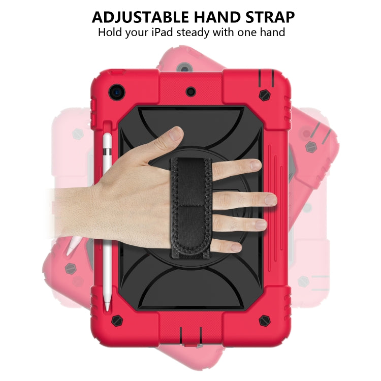 For iPad 10.2 Shockproof PC + Silicone Combination Case with Holder & Hand Strap & Shoulder