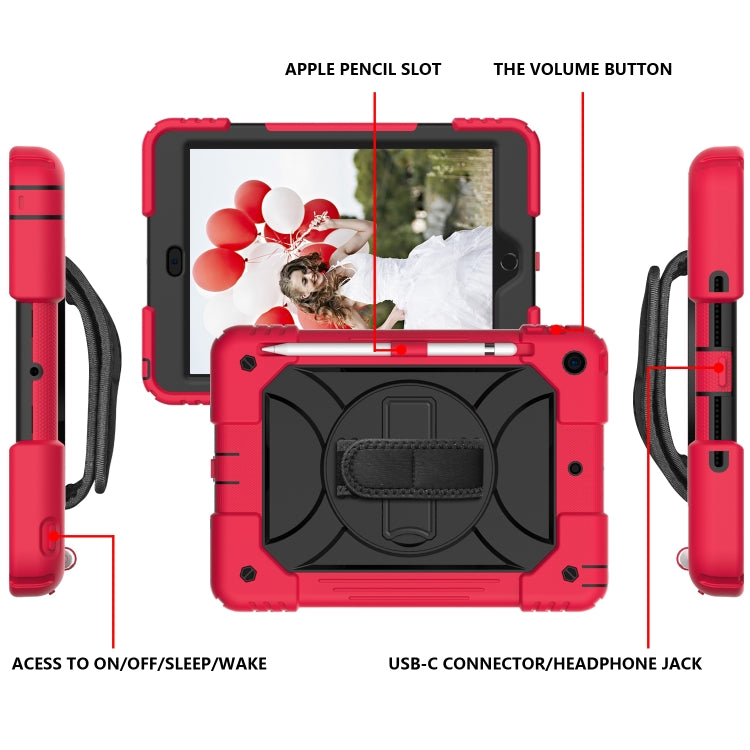 For iPad 10.2 Shockproof PC + Silicone Combination Case with Holder & Hand Strap & Shoulder