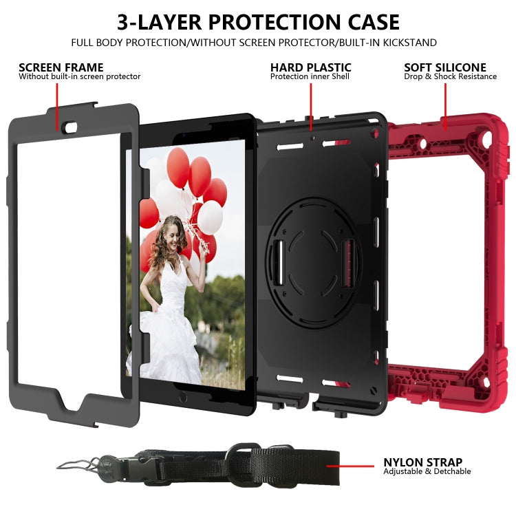 For iPad 10.2 Shockproof PC + Silicone Combination Case with Holder & Hand Strap & Shoulder