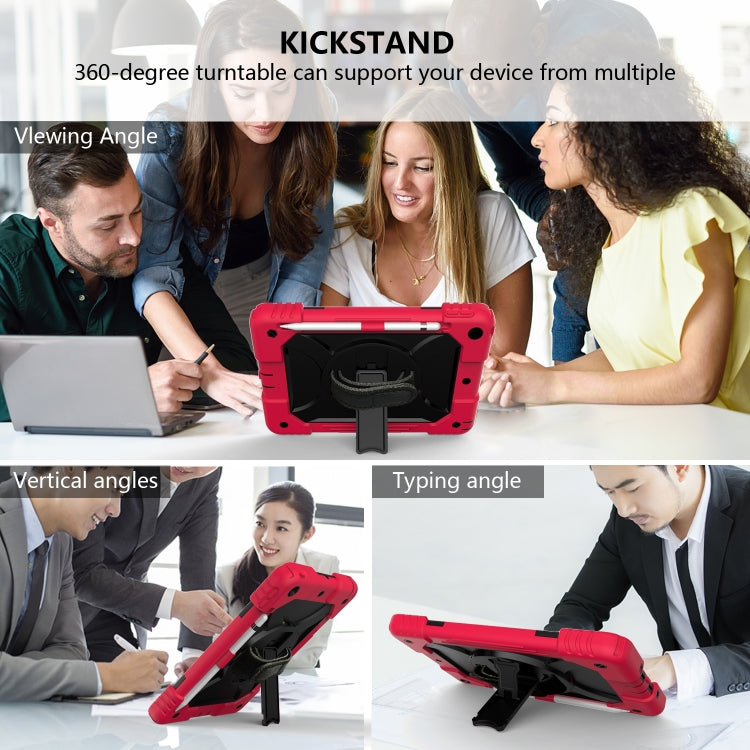 For iPad 10.2 Shockproof PC + Silicone Combination Case with Holder & Hand Strap & Shoulder
