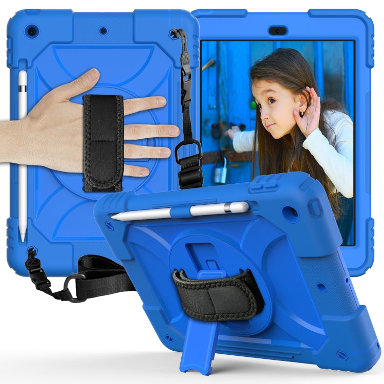 For iPad 10.2 Shockproof PC + Silicone Combination Case with Holder & Hand Strap & Shoulder